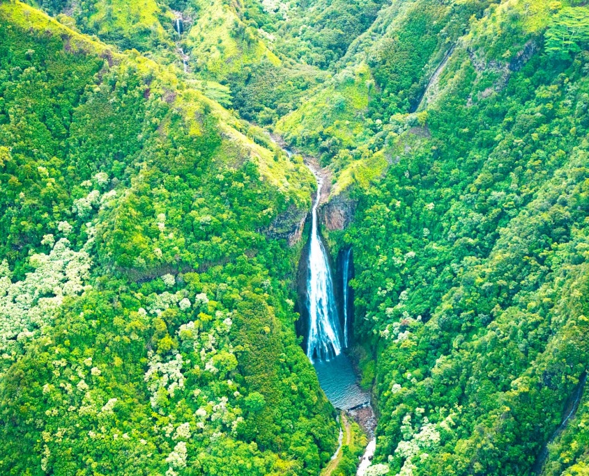 jurassic-falls-kauai-from-above jurassic falls kauai from above