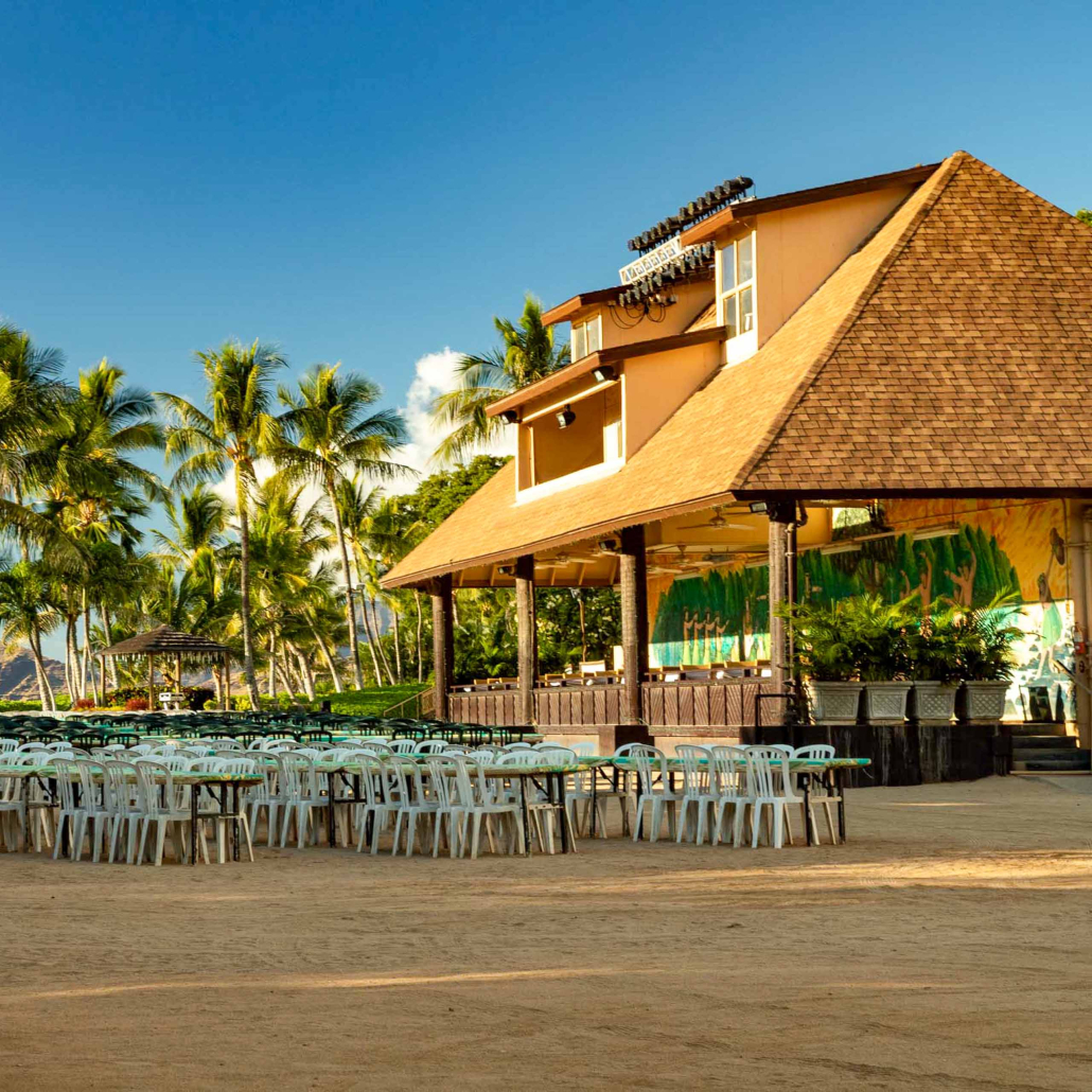 Paradise Cove Luau Gounds And Seating At Sunset Oahu 