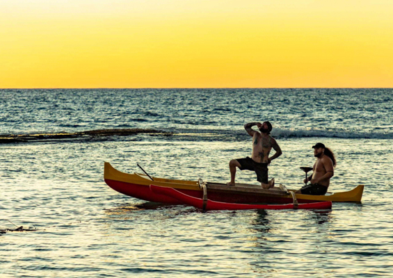 Paradise Cove Luau Beach Canoe Performers On Ocean Oahu Slider
