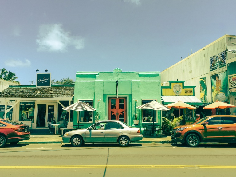 a typical small town street in kapaa kauai island
