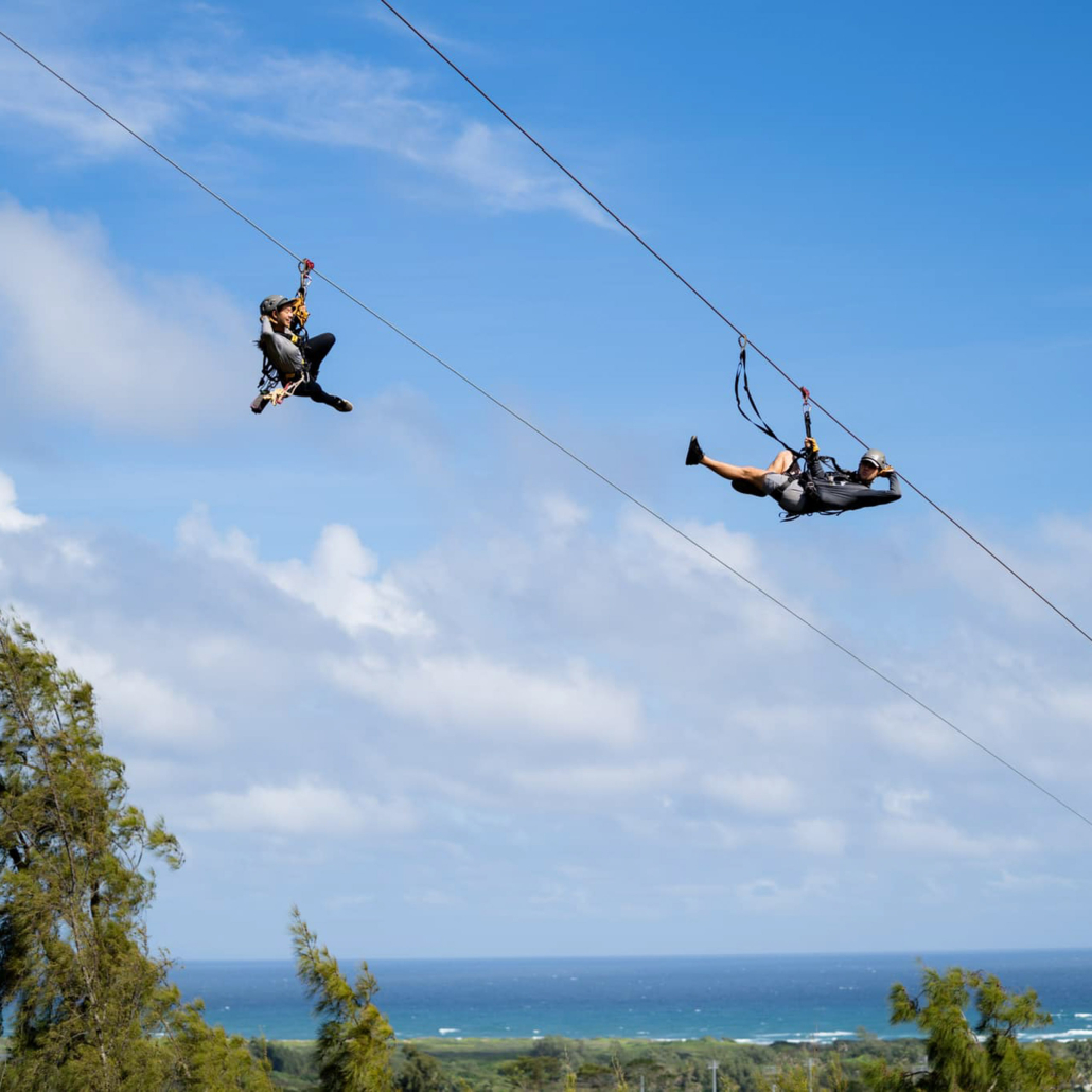 Climbworks Zipline North Shore Dual Lines In Middle Sky Slide