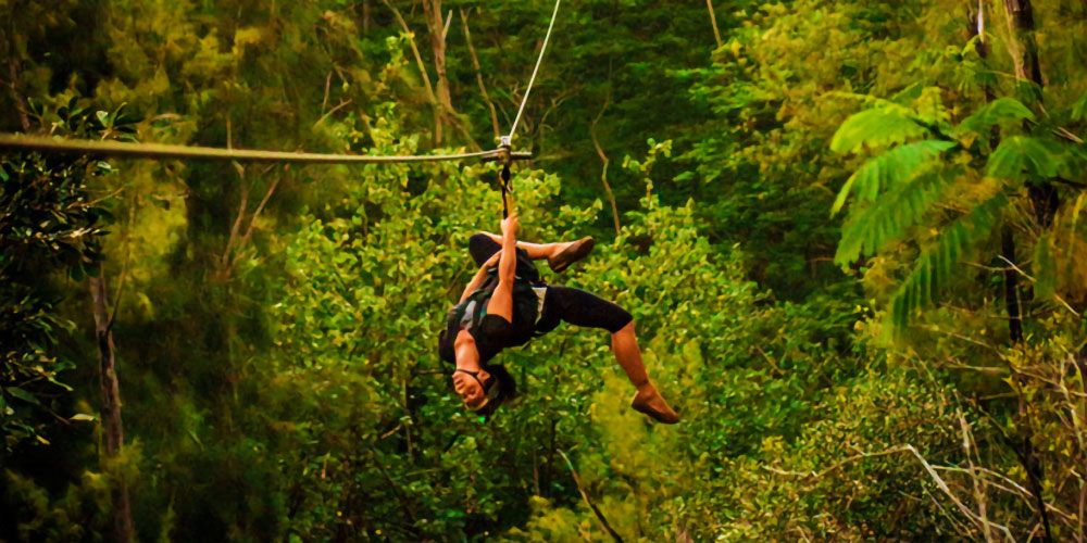 custom full body harness allows upsidedown zipping koloa zipline adventures