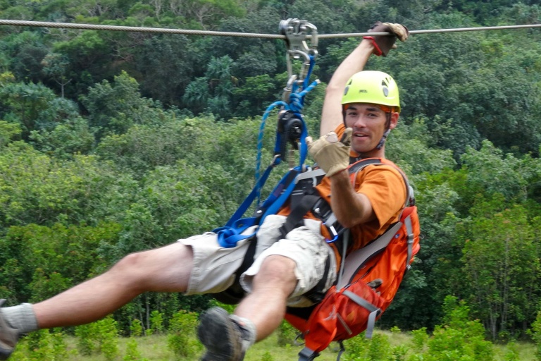 Kualoa Jurassic Valley Zipline Adventure Man Having Fun