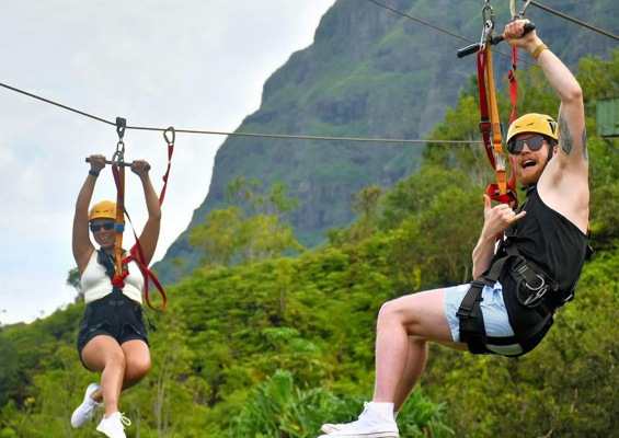 Kualoa Ranch Jurassic Valley Zipline Adventure Guests