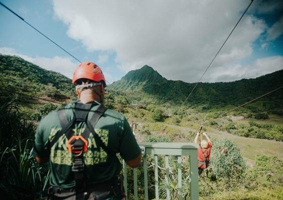 Kualoa Ranch Jurassic Valley Zipline Adventure Setup