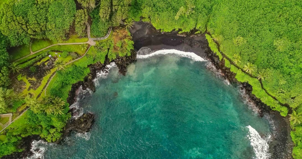Hana Black Sand Beach Aerial Maui