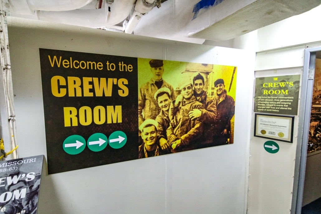 USS Missouri Interior Crews Room Sign