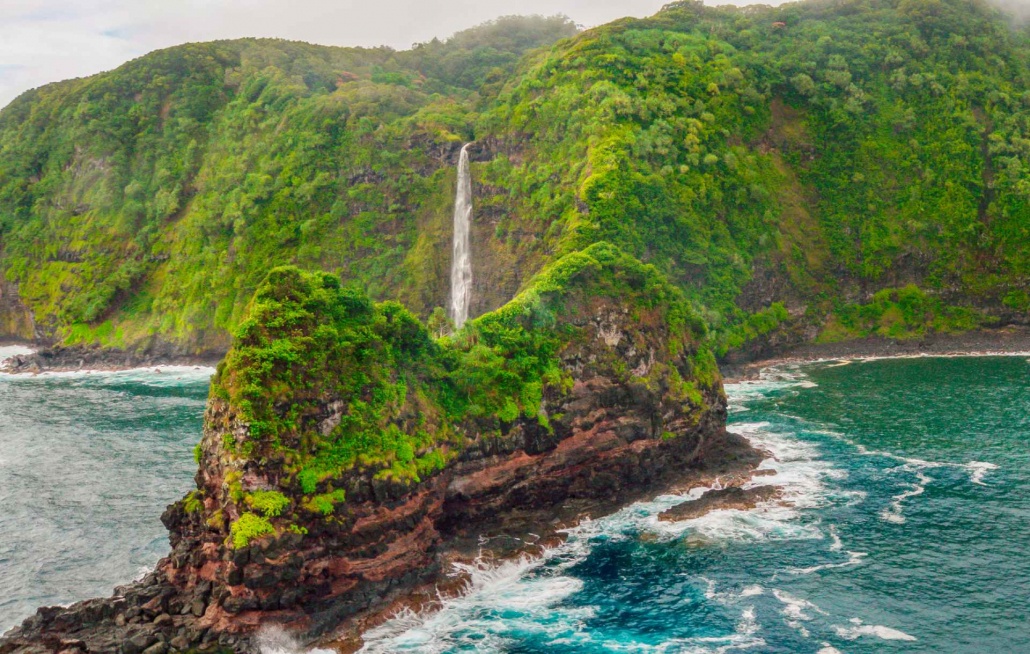 blue hawaiian hana haleakala helicopter tour waterfall