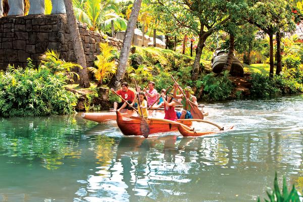 Polynesian Cultural Center Canoe Ride Visitors Oahu