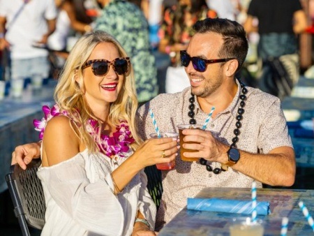 myths of maui luau couple cheers