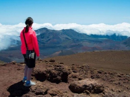 Haleakal Crater Maui Hawaii Hike Woman