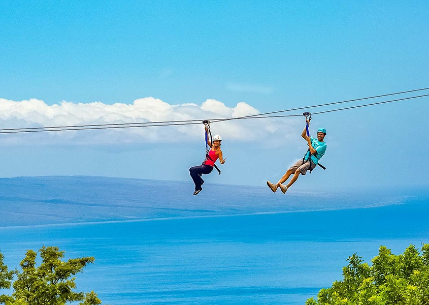 Couple on Kaanapali Zipline