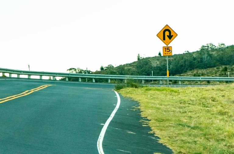 Crater Road Hairpin Turn Sign Haleakala Maui