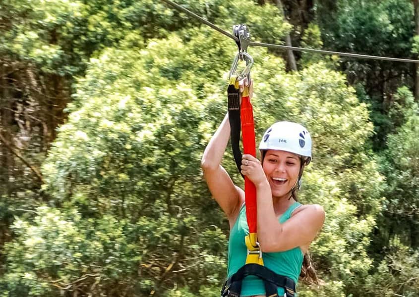 Girl Visitor on Zipline Hawaii