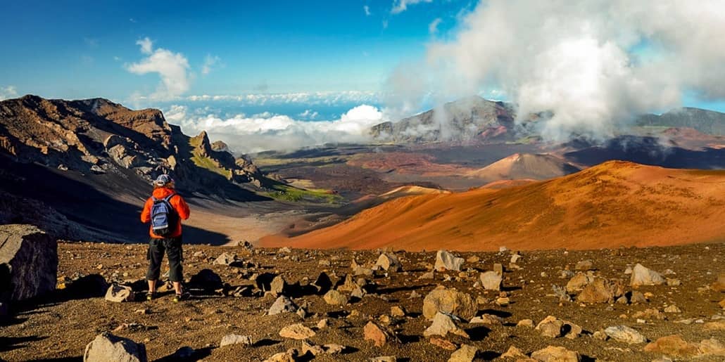 Haleakala Crater Summit and Hiker Shutterstock
