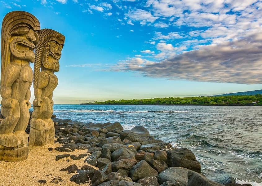 Historic Kona Side Tiki on Beach Big Island