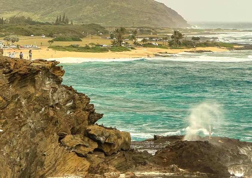 Oahu Blowhole Overlook with Sandy Beach