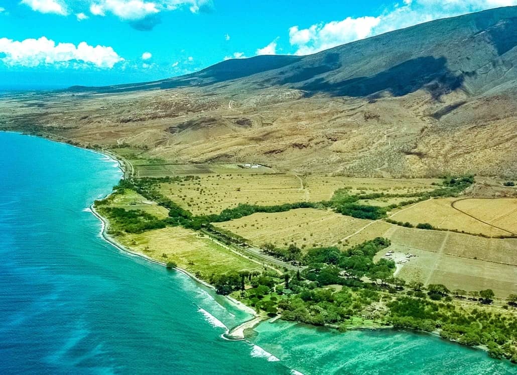 Olowalu Coastline Aerial West Maui Mountains