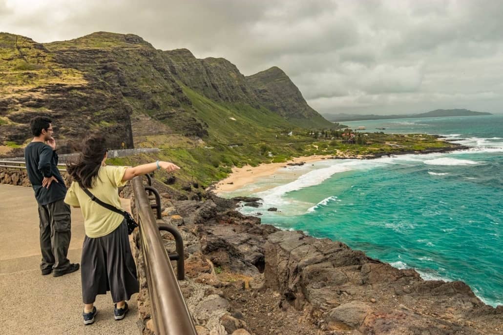 Windward Oahu Overlook Visitors and Beach