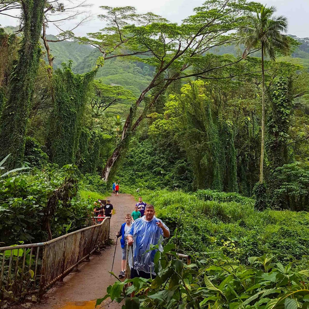 Bikehawaii Bike Downhill Tour Family Hiking Together
