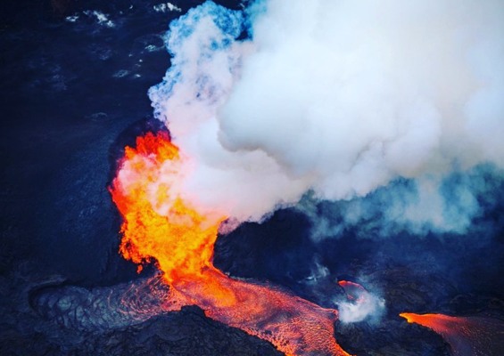 Bluehawaiian Hawaii Pele Creation Helicopter Slide Volcano From Sky