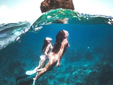 Girls Enjoy Lanai Snorkeling