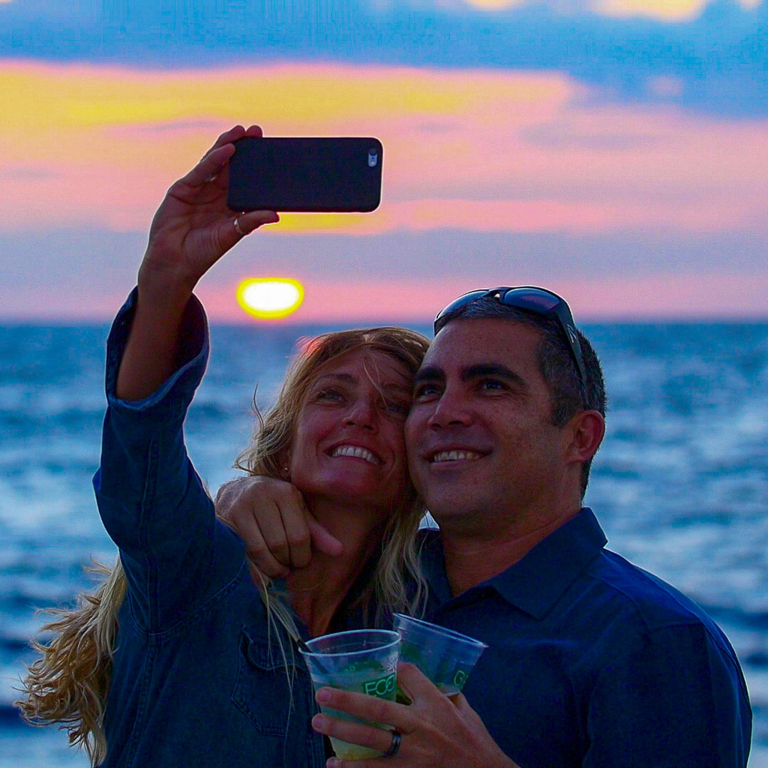 Hawaii Nautical Sunset Cruise Waikiki Sunset Cocktail Sail Couple Selfie Maui Sunset
