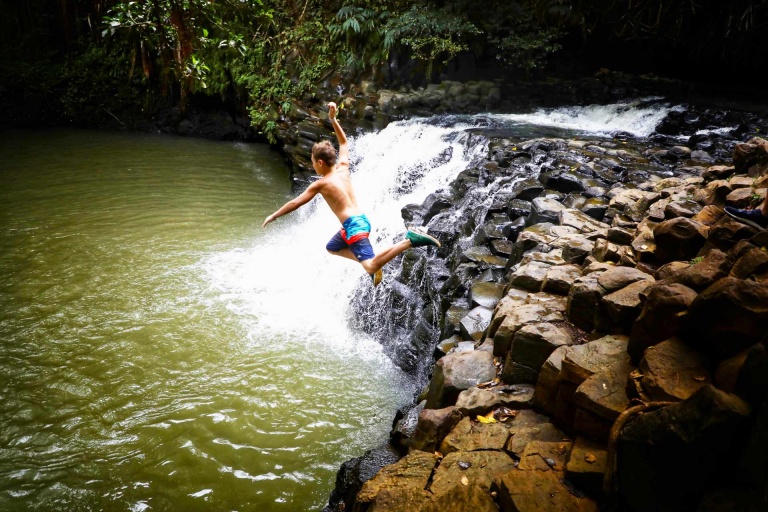 hike maui kayak snorkel waterfall hike combo jump and swim in the pool