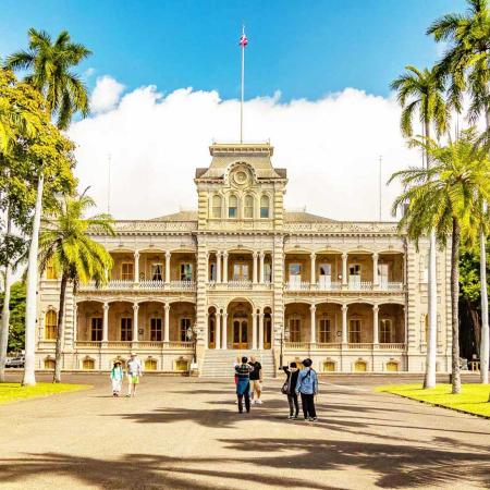 Iolani Palace Entrance Road Visitors Oahu Hawaii Product