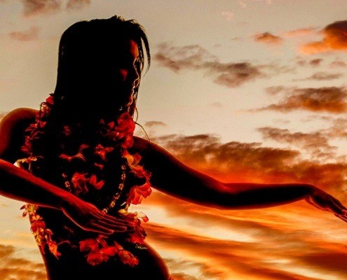 Hula Dancer Girl at Sunset Luau