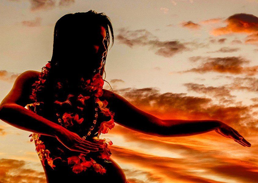 Hula Dancer Girl at Sunset Luau