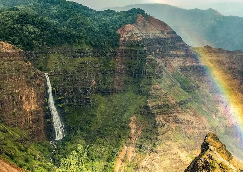 Waimea Canyon Waterfall and Rainbow Kauai