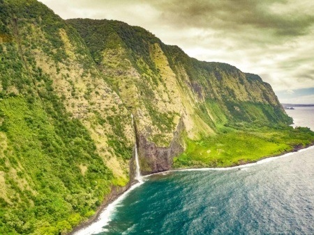 Hamakua Coast Aerial Waterfall Big Island shutterstock