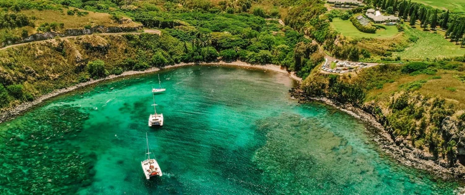Honolua Bay Aerial Boats Snorkeling Kapalua Maui