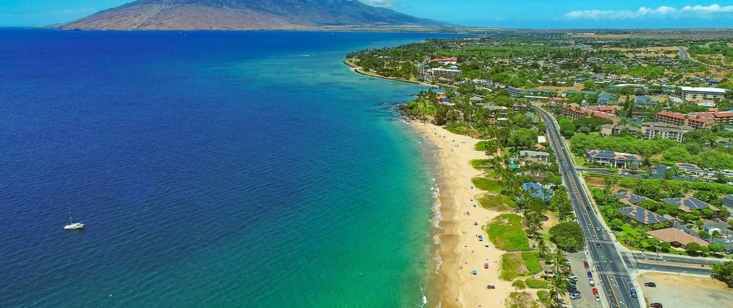 KiheiBeachSouthMauiCoastlineKama'oleparkAerial