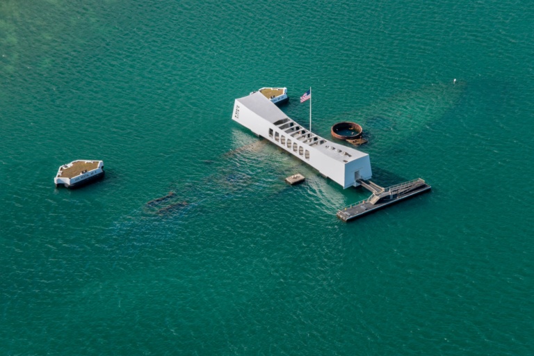 Arizona Memorial Aerial blue-skies-oahu-4 Arizona Memorial Aerial Pearl Harbor Oahu