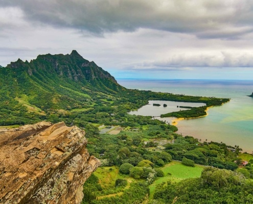 Kualoa Secret Island Fishpond Overlook Oahu shutterstock