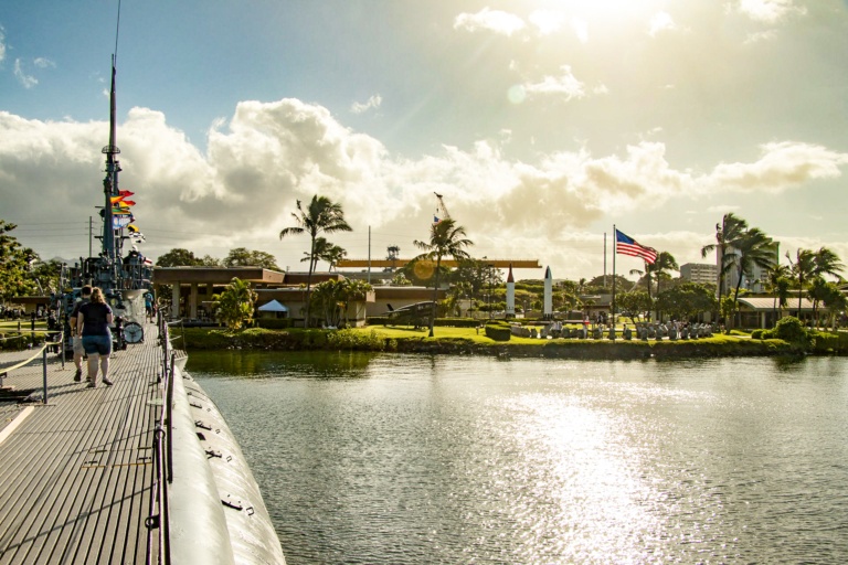 USS Bowfin Submarine Deck View Towards Museum