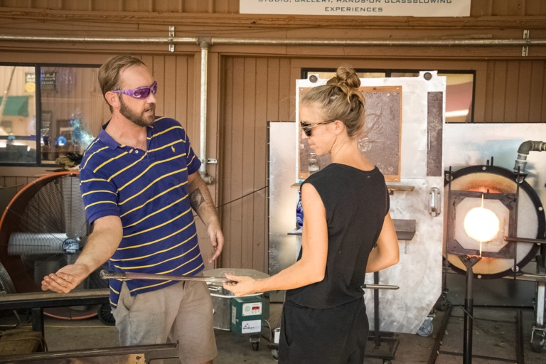 Moana Glass Class instructor and student Moana Glass Class instructor and student