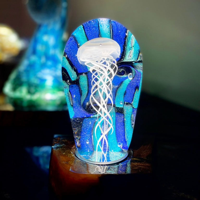 dichro-jellyfish-dim-6.5-in-tall-by-3.75-in-wide-in-2.75-in-depth-image DichroJellyfish Dim