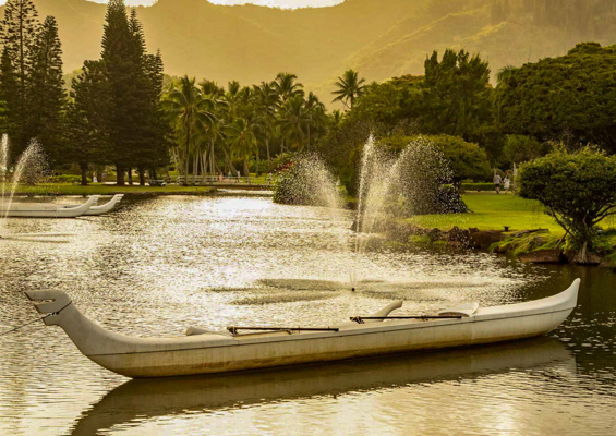 Smith Family Luau Gardens Pond And Canoe Kauai Slider