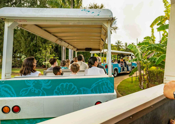 Smith Family Luau Gardens Trolley Kauai Slider