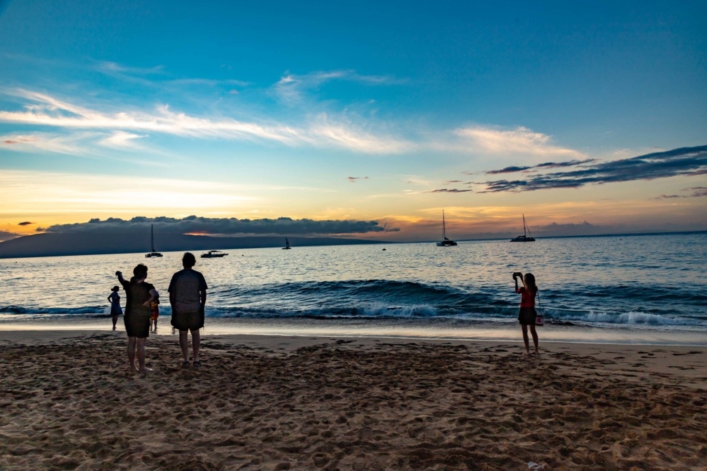 Kaanapali Beach Sunset and Visitors Maui