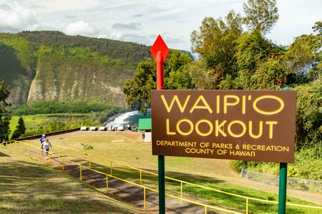 Waipio Valley Lookout Sign and Path Big Island