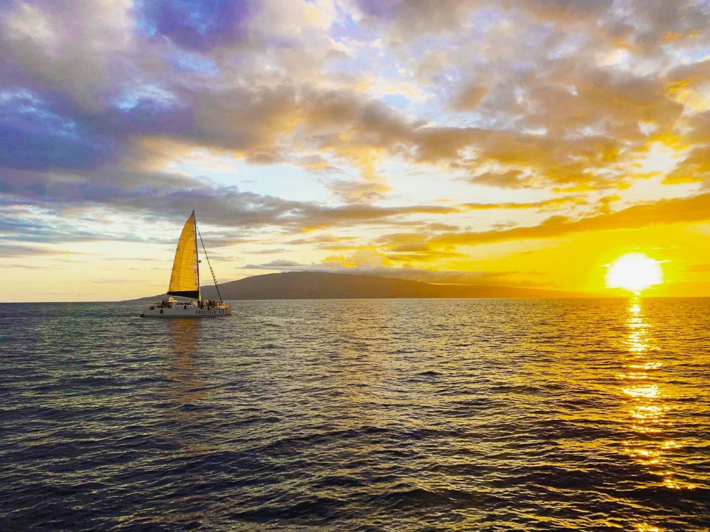 beautiful boat and sunset sail trilogy