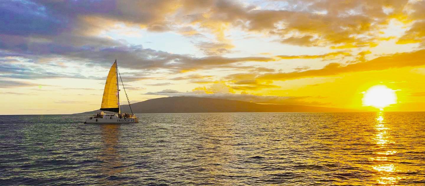 beautiful boat and sunset sail trilogy