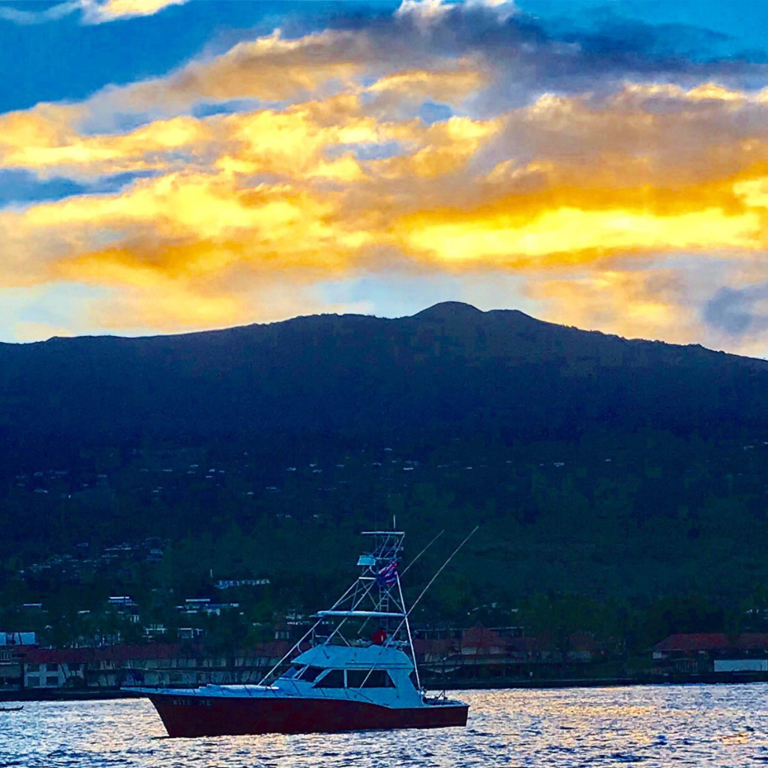Bitemesportfishing Kona Coast Private Fishing Trips Another Boat Sunset