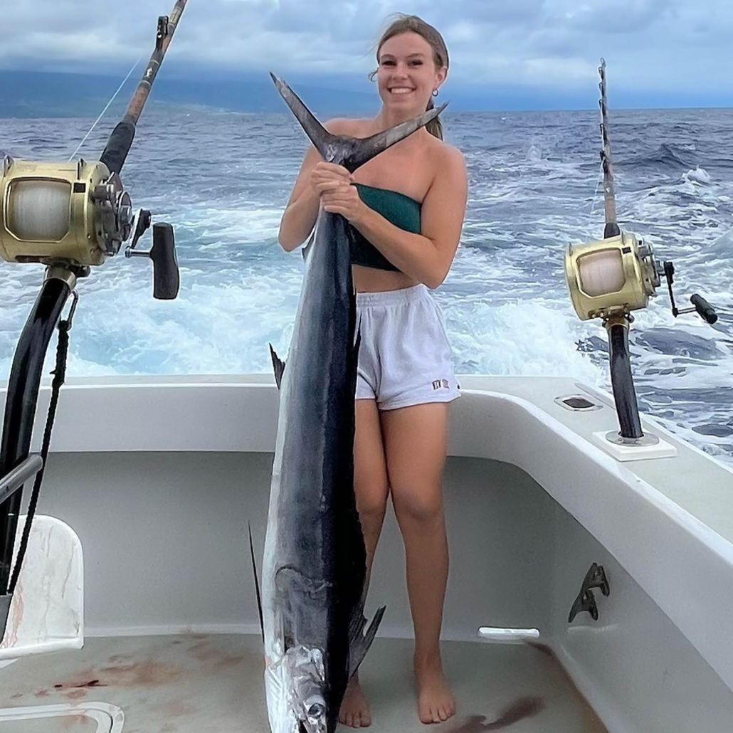 Bitemesportfishing Kona Coast Private Fishing Trips Woman Holding Big Fish