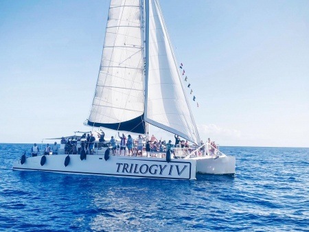 beautiful sailing day with trilogy iv boat