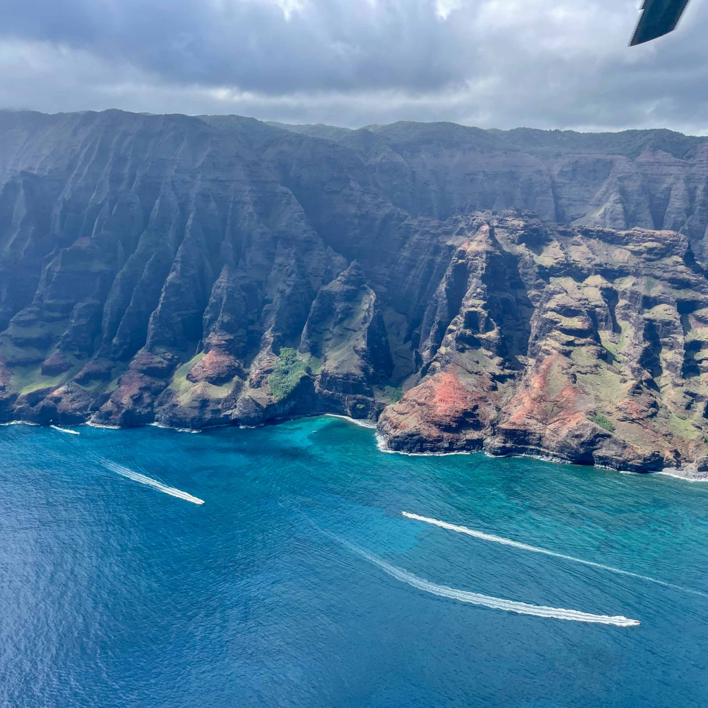 Na Pali Boat Tour Helicopter View
